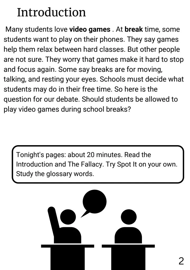 Page 2 of the Slippery Slope booklet
