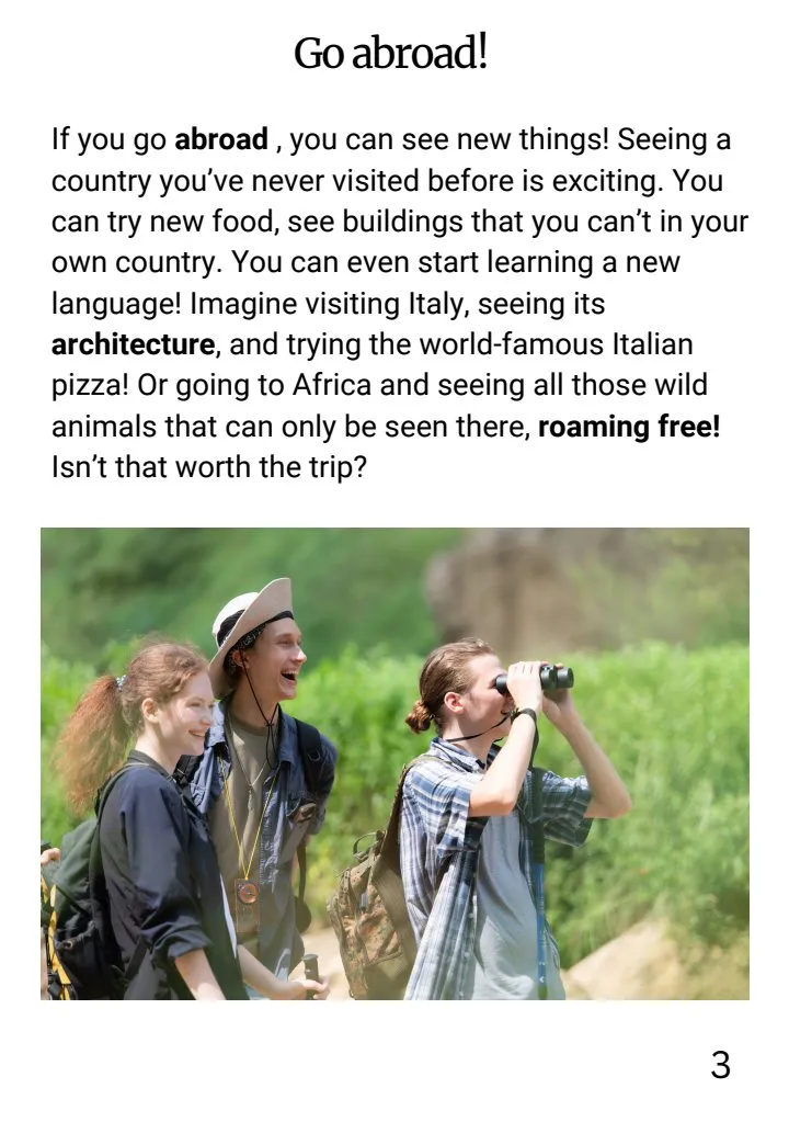 Page 3: Go abroad!