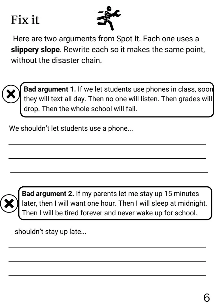 Page 6 of the Slippery Slope booklet